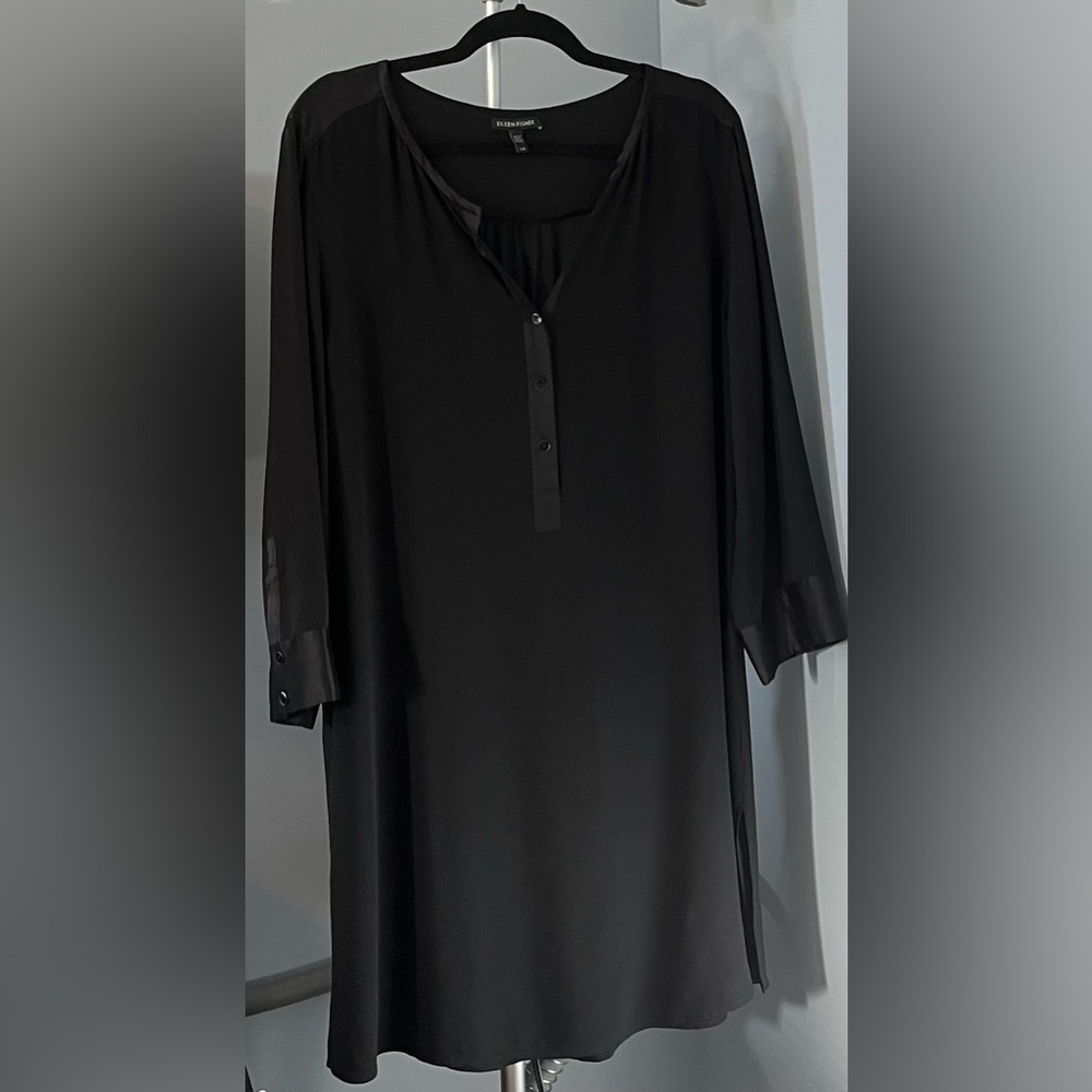 Eileen Fisher 💯 Silk Black Dress. Upscale classic style is always in fashion!